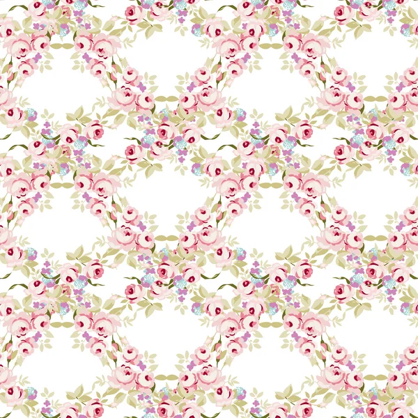 작은 핑크 장미 꽃 패턴 — 스톡 벡터