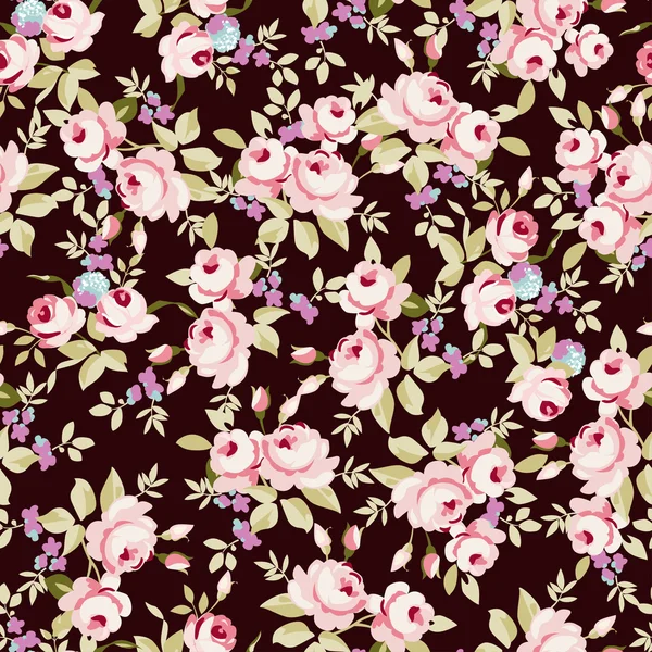 Motif floral avec des petites roses roses — Image vectorielle