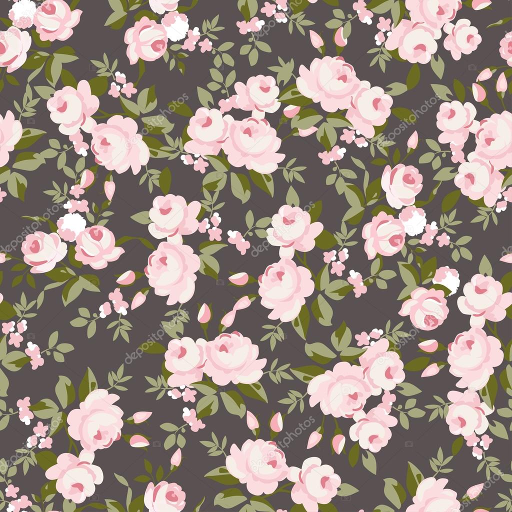 floral pattern with little pink roses