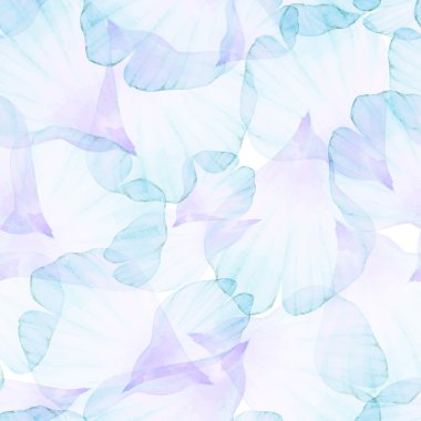Seamless pattern with blue petals.
