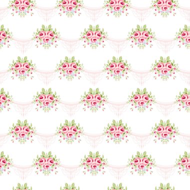 İngilizce gül demetleri ile desen