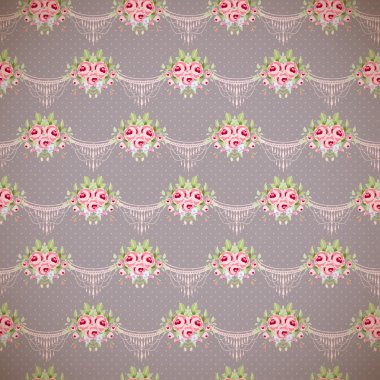 Pembe Gül ile Dikişsiz vintage desen