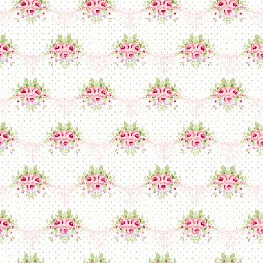 İngilizce gül demetleri ile desen