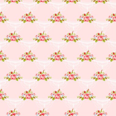 İngilizce gül demetleri ile desen