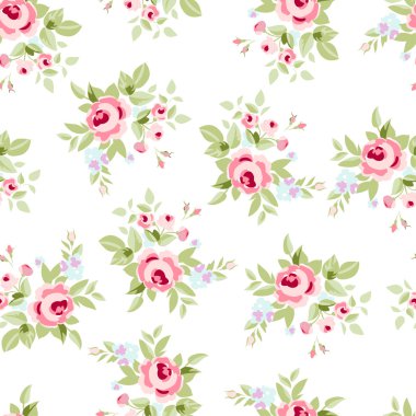 floral pattern with little pink roses clipart