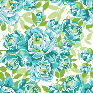 çiçek desenli mavi peonies ile