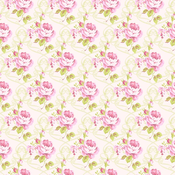 Motif floral avec roses roses — Image vectorielle