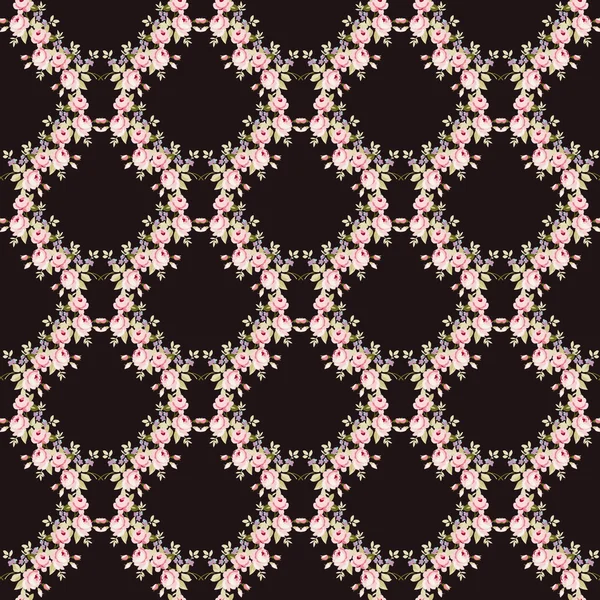 Patrón floral con pequeñas rosas rosadas — Vector de stock