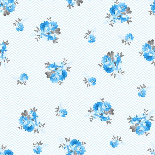 Motif floral avec des roses bleues — Image vectorielle