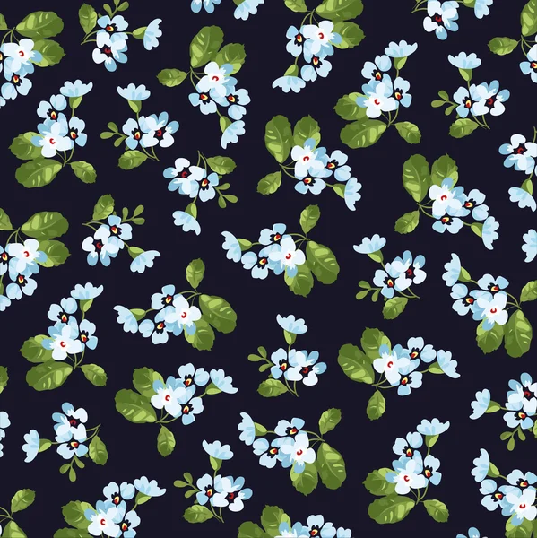 Bloemmotief met kleine blauwe bloemen — Stockvector