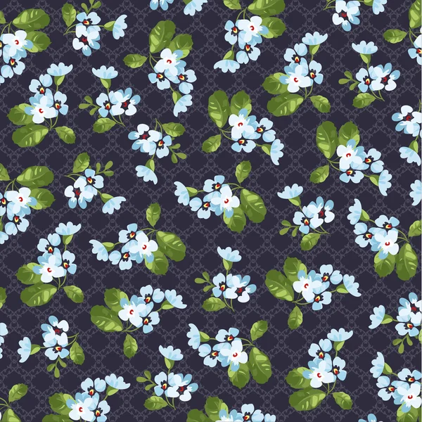 Květinový vzor s modrými kvítky — Stockový vektor
