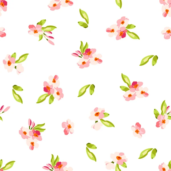 Muster mit kleinen rosa Blüten — Stockvektor