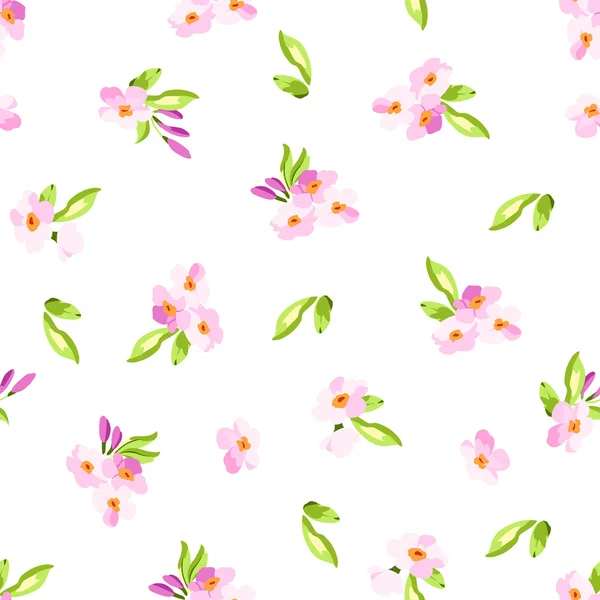 Muster mit kleinen rosa Blüten — Stockvektor