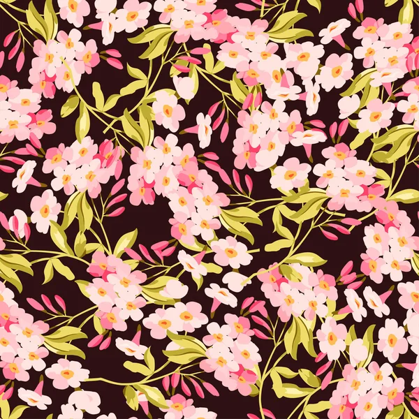 Patrón floral sin costuras con flores rosadas — Vector de stock