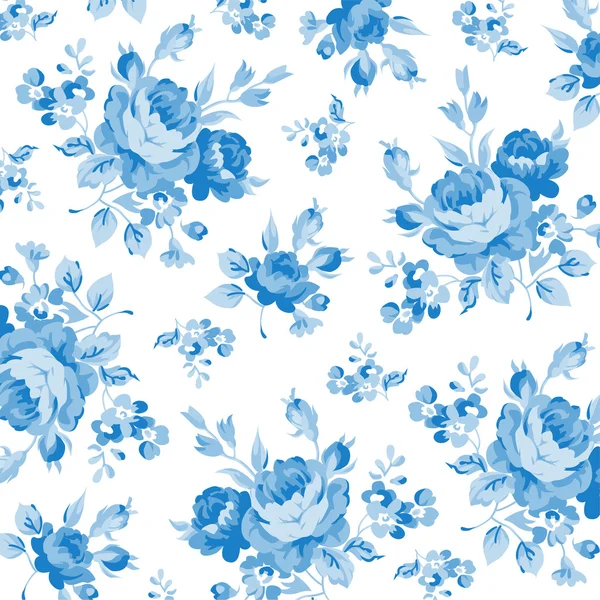 Patrón floral con rosa azul — Archivo Imágenes Vectoriales