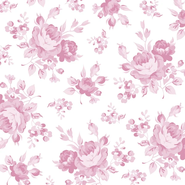 Seamless floral pattern with pink roses — Stock Vector