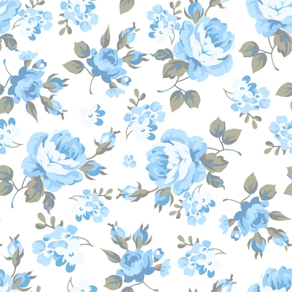 Patrón floral con rosas azules — Vector de stock