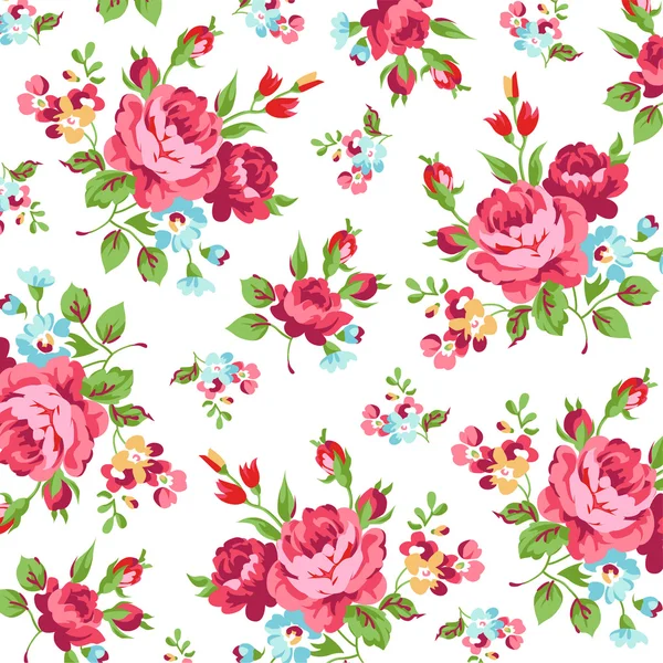 Patrón floral con rosas rojas — Vector de stock