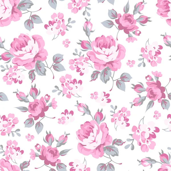 Patrón floral sin costuras con rosas — Vector de stock