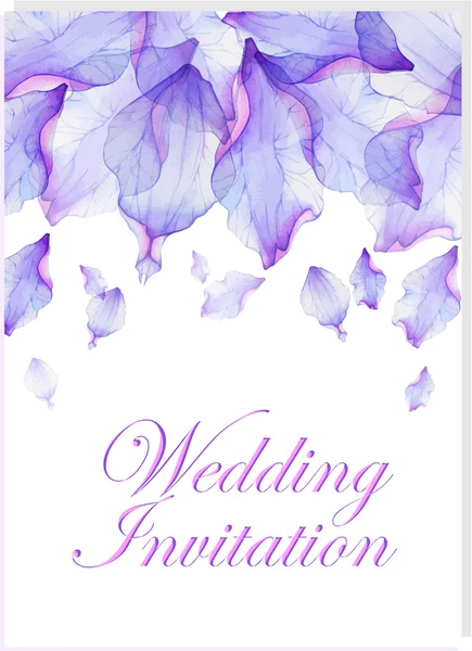 Invitation avec pétales de fleurs aquarelle — Image vectorielle