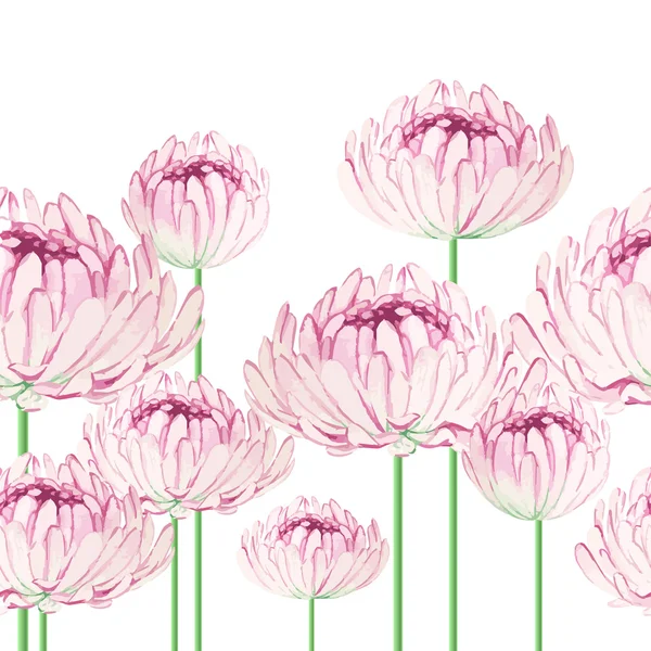 Бесшовный узор с розовыми хризантемами — стоковый вектор