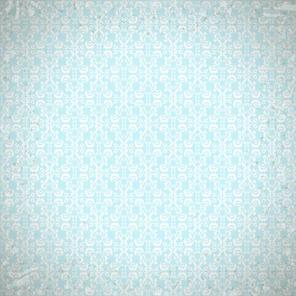 Patrón azul con elementos damasco — Archivo Imágenes Vectoriales