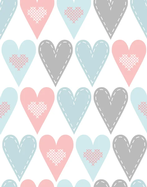 Patrón con corazones pastel — Vector de stock