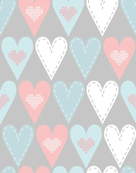 Motif avec des cœurs pastel — Image vectorielle