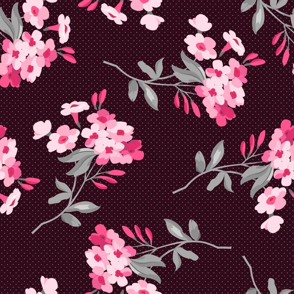 Patrón floral sin costuras con flores rosadas — Vector de stock