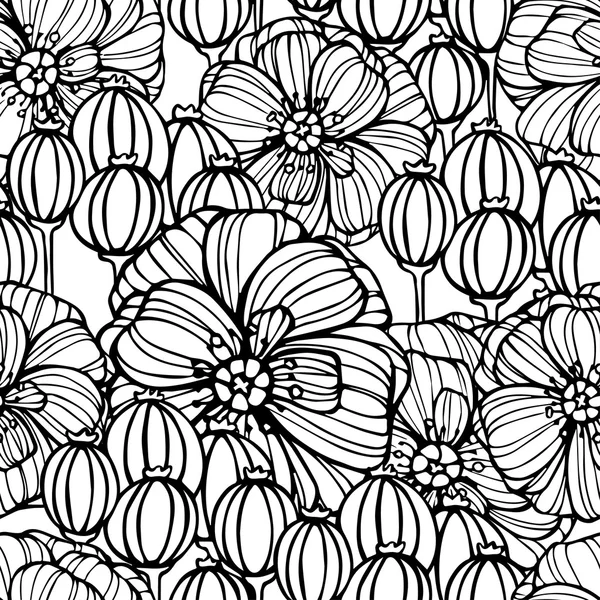 Motif floral avec des fleurs de coquelicots — Image vectorielle