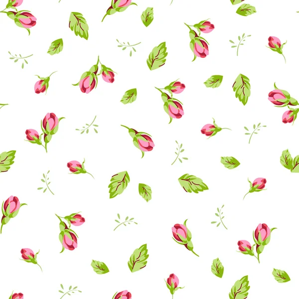 Pattern with small buds roses — Stock Vector