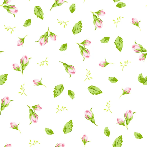 Pattern with small buds roses — Stock Vector