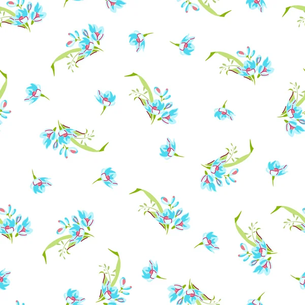 Motif avec de petites fleurs bleues — Image vectorielle