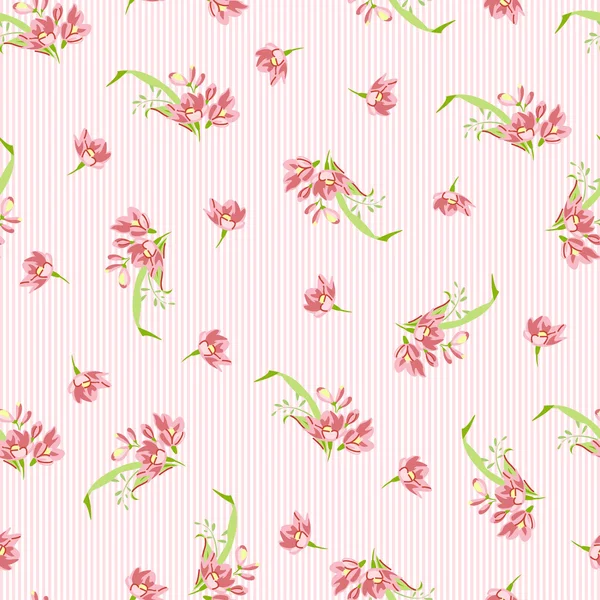 Pola dengan bunga kecil merah muda - Stok Vektor