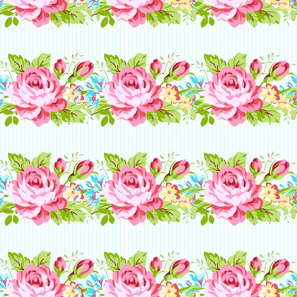 Motivo floreale con giardino rose rosa — Vettoriale Stock