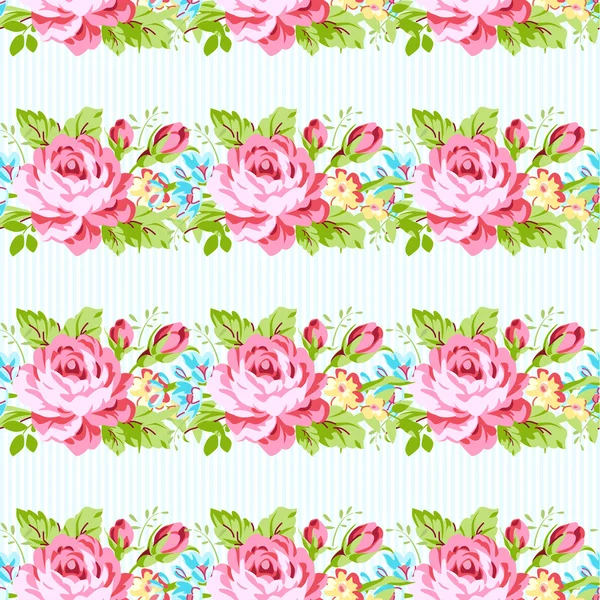 Floral pattern with garden pink roses — Stock Vector