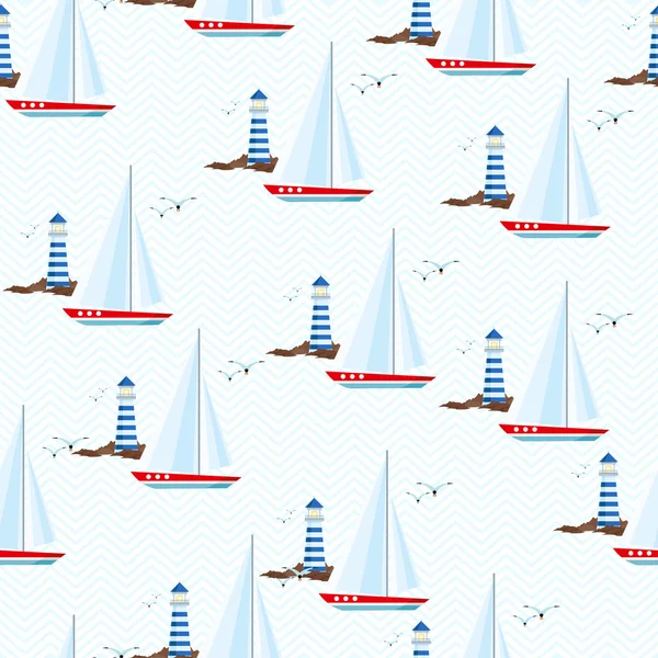 Seamless pattern with lighthouse — Stock Vector