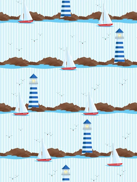 Seamless pattern with lighthouse — Stock Vector