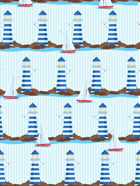 Seamless pattern with lighthouse — Stock Vector