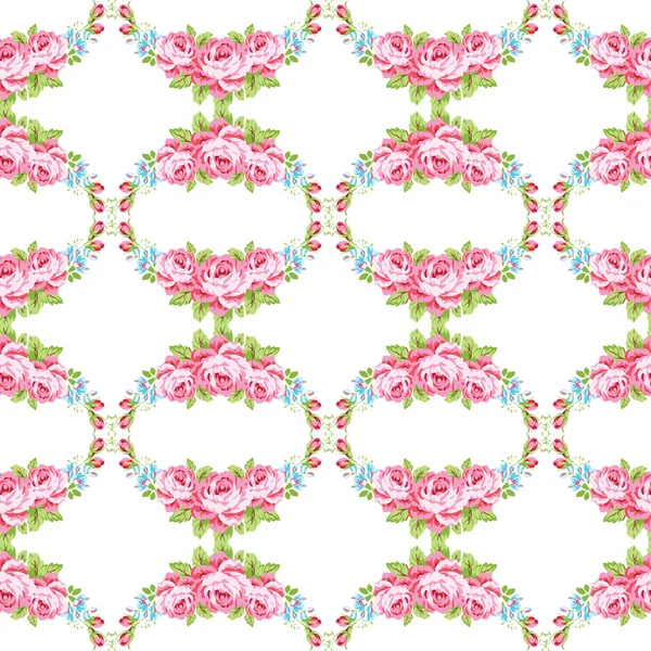 Floral pattern with garden pink roses — Stock Vector