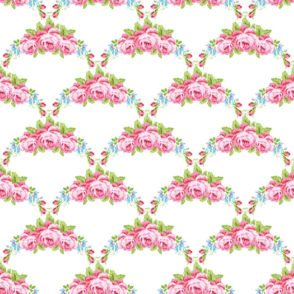 Λουλουδάτο μοτίβο με τα ροζ τριαντάφυλλα κήπων — Διανυσματικό Αρχείο