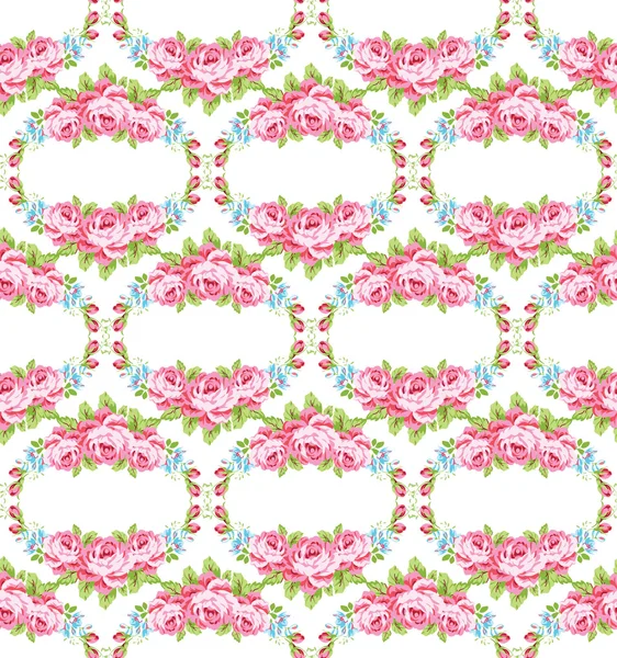 Floral pattern with garden pink roses — Stock Vector