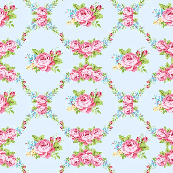 Floral pattern with garden pink roses — Stock Vector