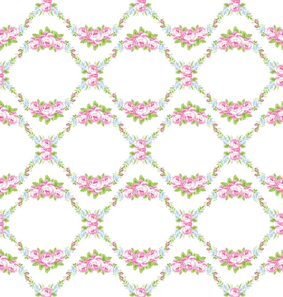 Patrón floral con rosas rosadas jardín — Vector de stock