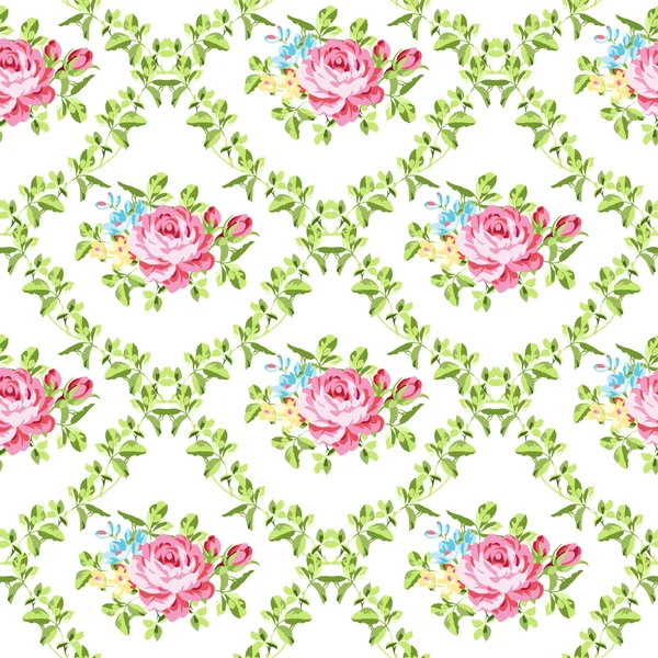 Pattern with branches and pink of roses — Stock Vector