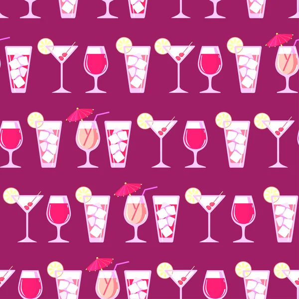 Motif sans couture avec des cocktails — Image vectorielle