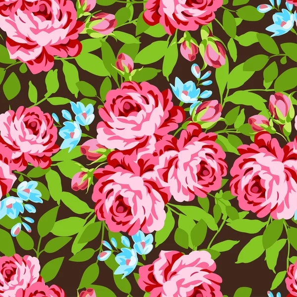 Mönster med trädgård rosa rosor — Stock vektor