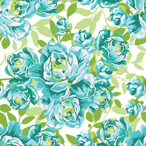 Motif floral avec pivoines bleues — Image vectorielle