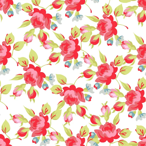 Patrón floral sin costuras con rosas rojas — Vector de stock