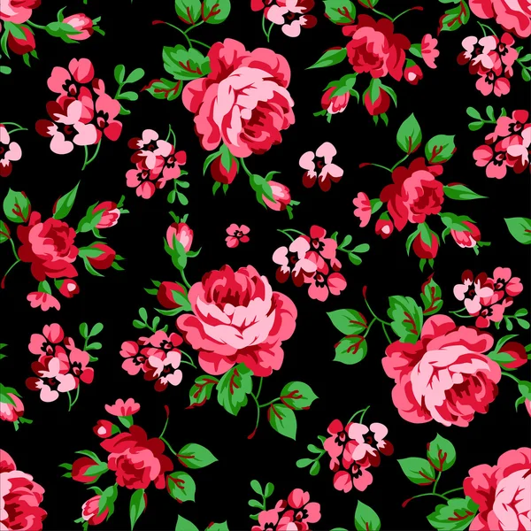 Patrón floral con rosas rojas — Vector de stock